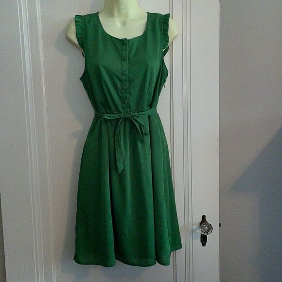 Tulle green polyester summer dress - Picture 1 of 8